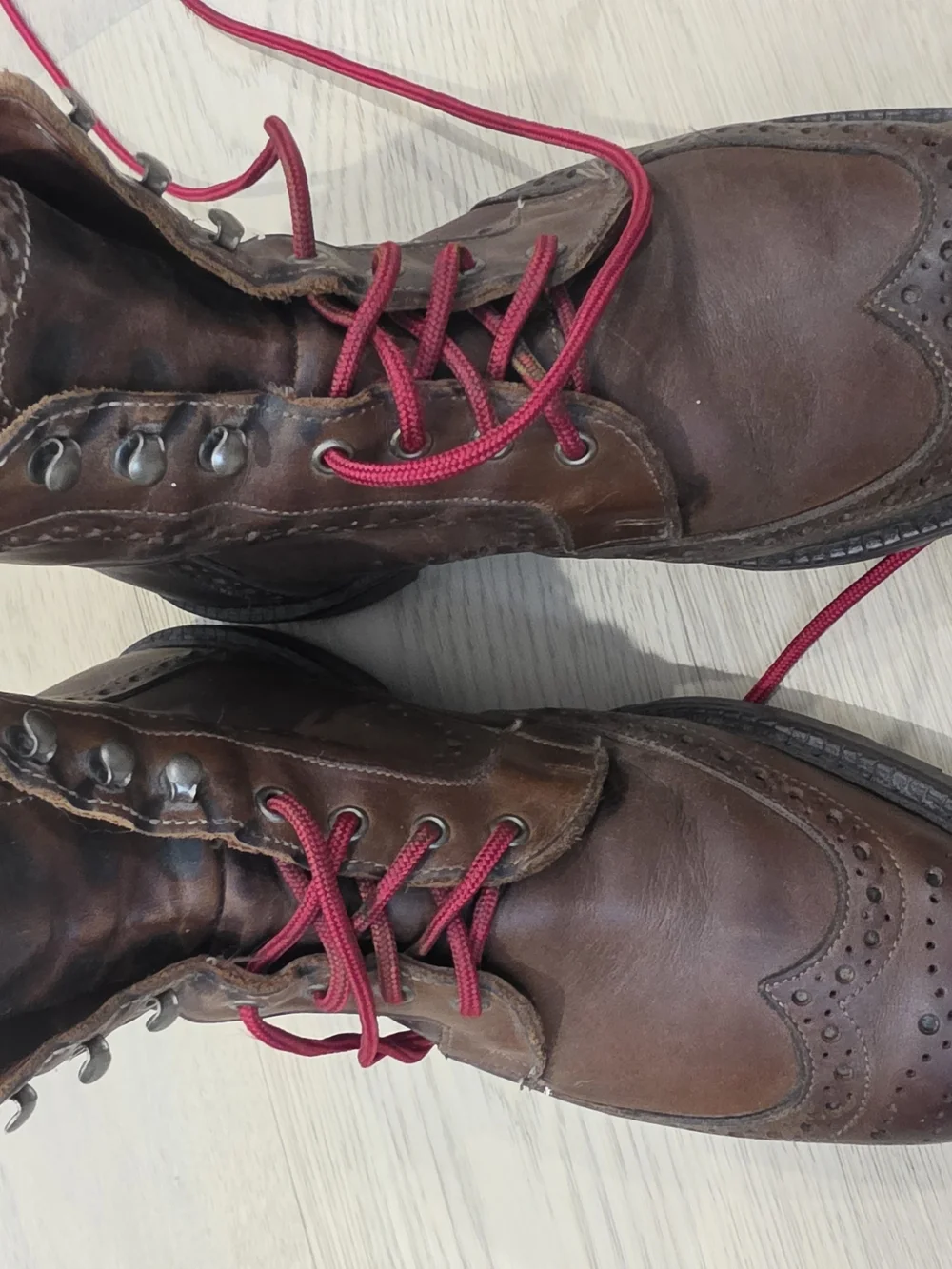 Allen Edmonds Brown Leather Wingtip Combat Boots Vibram Sole Men's 10.5 D